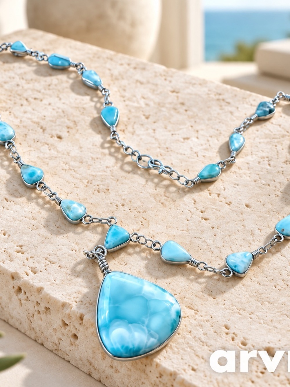 Larimar and sterling necklace